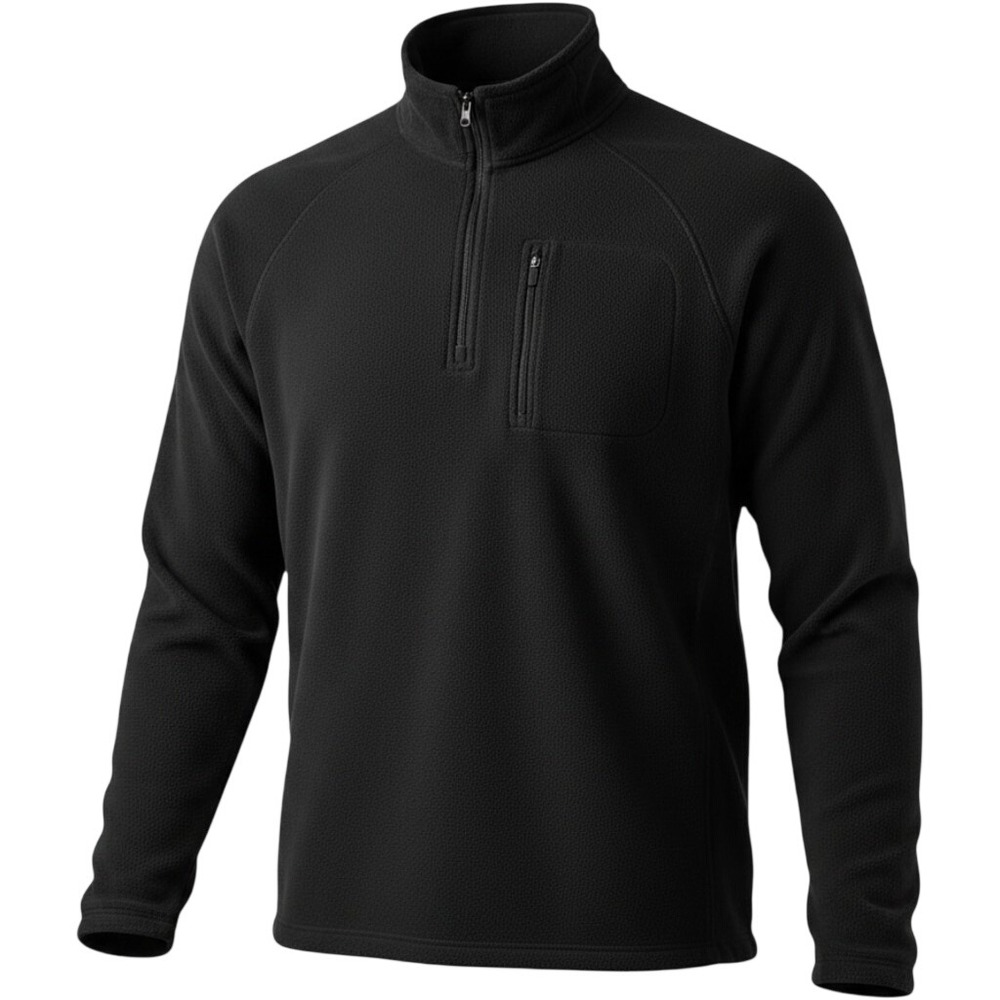 LL Bean Mens Fleece Pullover Blck Quarter Zip Jacket Large L Outdoor Cozy Warm‎